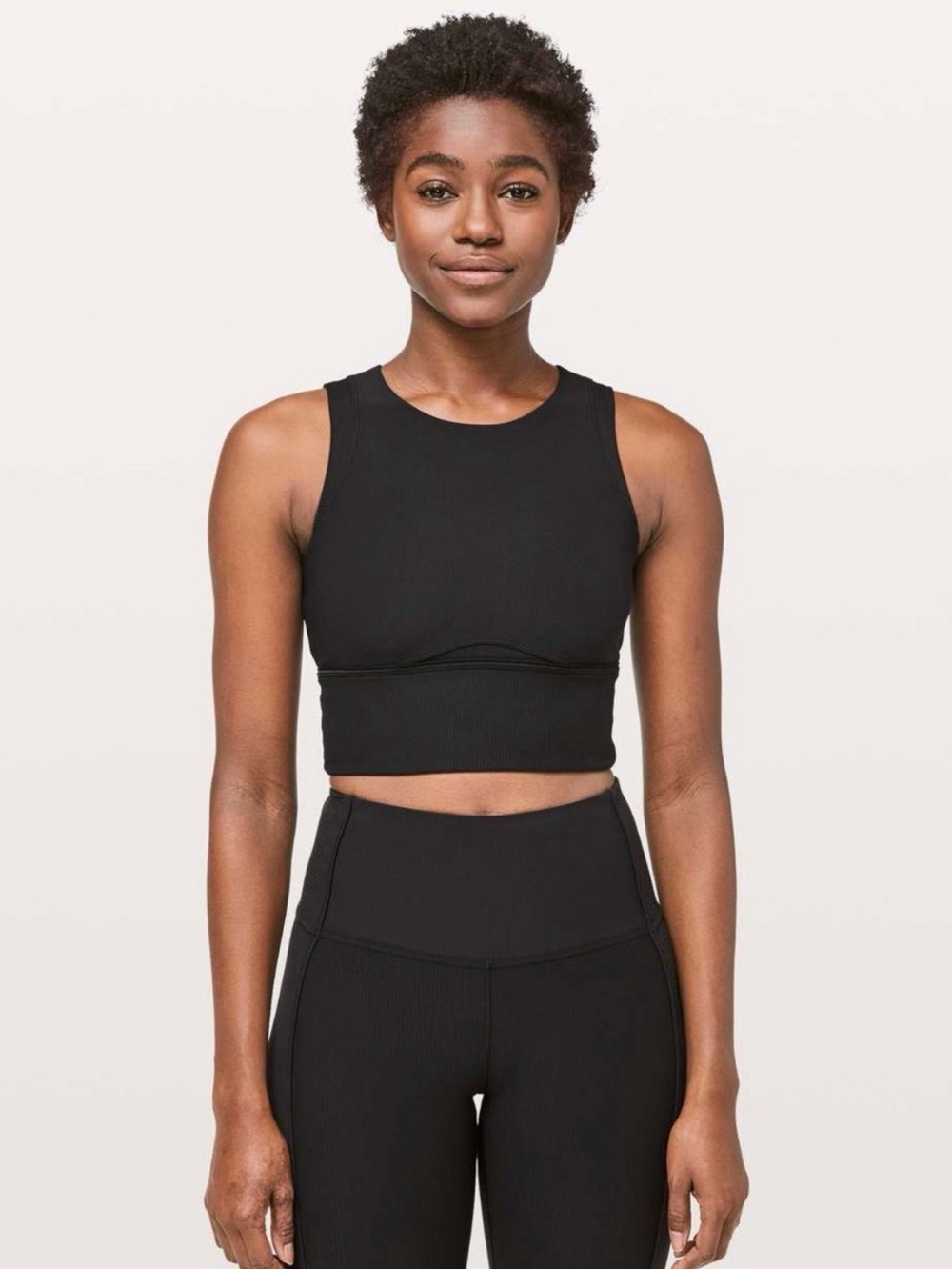 Lululemon Black Athletic Cropped Tank Top Bra
